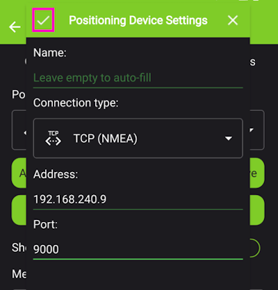 QField Entering TCP Information